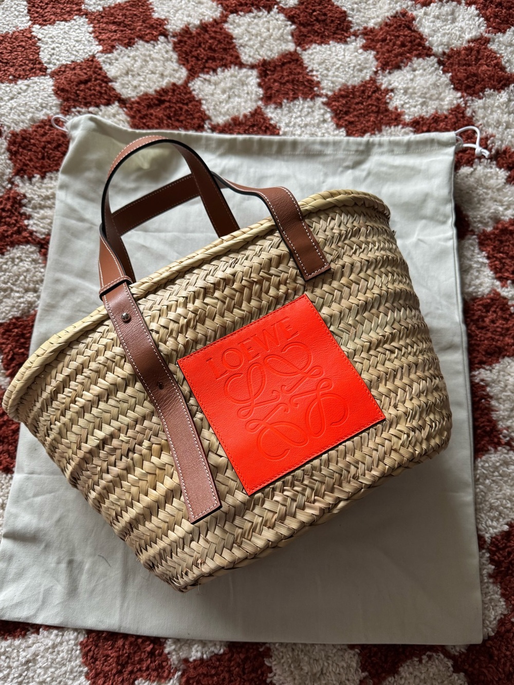 LOEWE Basket Medium Woven Raffia Tote Bag